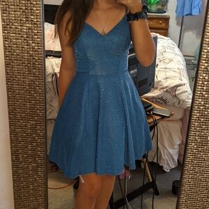 Blue Sparkly Short Dress